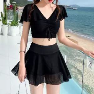 투피스수영복 크롭 덮개 망사 INGSA