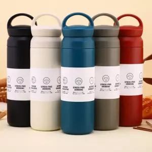 손잡이 스텐 텀블러 350ml 500ml 진공 미니 물병 스테인레스 보냉 보온병 판촉물 사은품 각인 인쇄