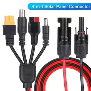 XT60/DC5521/DC7909에 대한 4-in-1 태양 패널 커넥터 연장 케이블 12AWG 바이폴라 링크 실리콘 주석 도금