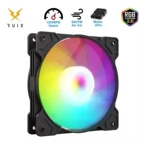 루익스 케이싱 팬 RX-134 PC 케이스 120mm 가비네테 고정 RGB 게이밍 12V 몰렉스 컴퓨터 게이머 쿨링