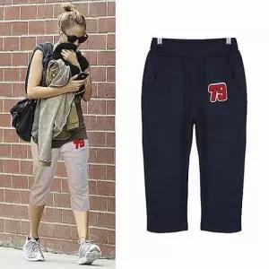여성 7부 트레이닝팬츠 패치 포인트 조거핏 운동 바지