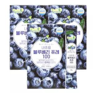 내츄럴 블루베리 퓨레 15포 3박스(총 45포) 블루베리즙 스틱 1포당 미국산 100% 블루베리 40알 안토시아닌