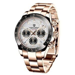 ROLLSTIMI PAGANI 디자인 1644 남성용 클래식 크로노그래프 시계 일본 VK63 무브먼트 판다 다이얼 세라믹 베젤 스테인리스 스틸 패션 스포츠 방수 쿼츠