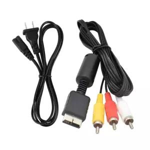 dieendao 오디오 AV RCA+AC 케이블 전원 어댑터 외부 TV 모니터 호환 소니 플레이스테이션 1 2 3 PS1 PSX