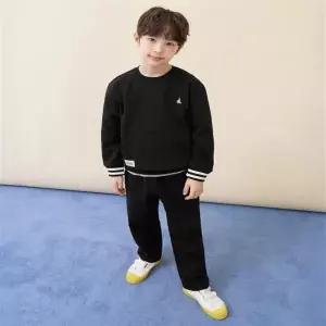 BI6141U115 빈폴 키즈 공용 셔츠 블라우스 상의 캥거루포켓 스웨트 상하세트 블랙