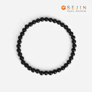 천연 오닉스 4mm 원석팔찌 슬림 블랙 비즈 여성 데일리팔찌