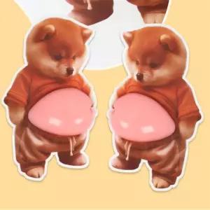 투상 시바견 뱃살 스티커 문콕방지 2P 배뽈록시바견스티커