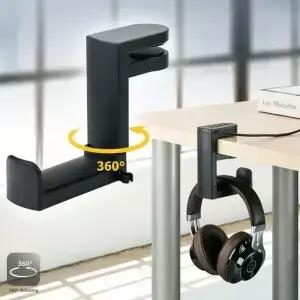 PC 게임용 헤드폰 스탠드 헤드셋 후크 홀더 360도 조절 가능한 행거 마운트 회전 암 클램프 데스크 범용