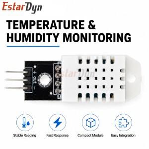 Estardyn DHT22 AM2302 디지털 온도 습도 센서 모듈(케이블 포함) 기상 관측소 모니터용 단일 버스