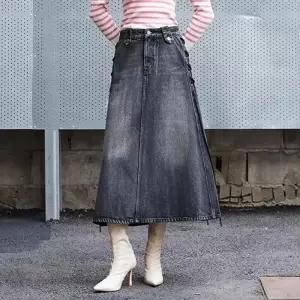[에고이스트]BLUE LABEL 레이스업 롱 데님 스커트 (ER3ODS01-T)