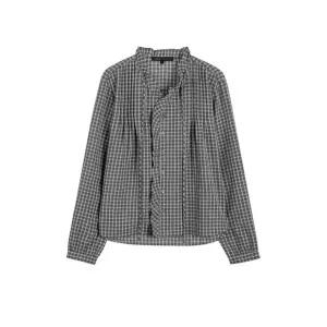 [롯데백화점]올리브데올리브 체크 핀턱 프릴 블라우스 OW6AB917
