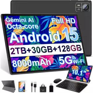Android 15 태블릿 30GB RAM ROM 2TB 확장 키보드 마우스 포함 10.1인치 옥타코어 8000mAh HD IPS