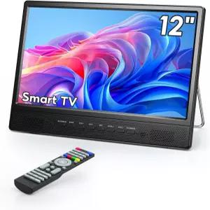 데소브리 12인치 소형 스마트 TV - 180 조정 가능한 스탠드/ATSC 튜너/HDMI/AV/USB 주방 침실 캠핑 RV 작은
