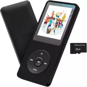 MP3 플레이어 32GB 뮤직 음성 녹음기 스피커 이어폰 포함 휴대용 HiFi 무손실 사운드 E-Book HD 화면