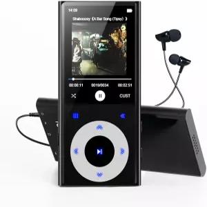 64GB MP3 플레이어 블루투스 2.4인치 화면 포함 Hi-Fi 무손실 사운드 내장 스피커 및 FM 라디오 음성