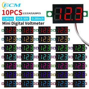 미니 디지털 전압계 모듈 2 와이어 볼트 계량기 0.28 인치 LED 스크린 DC2.5V-40V 자동차 모바일 전원 테스
