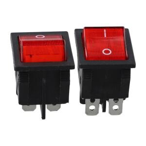 1/2Pcs 4핀 ON OFF 30A 120/250V AC 전원 스위치 용접기 빨간색 녹색 표시등 전기 히터 버튼