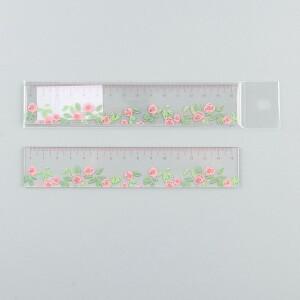 다기능 15cm 직선자 이중 용도 투명 DIY 드로잉 도구 튤립 아크릴 수학 자 문구류