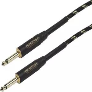 모노프라이스 1/4인치 TS 남성부터 악기 케이블 코드 - 6피트 블랙 20AWG 땋은 재킷 골드 도금 천 시리즈
