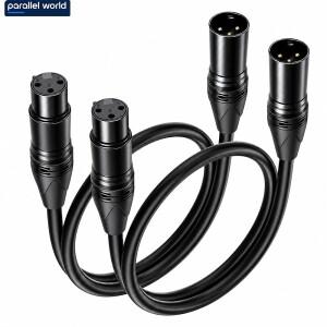 2개입 XLR 패치 케이블 1피트(30cm) 3핀 수-암 밸런스드 차폐 오디오 스튜디오 랙용 Parallel World