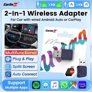 CarlinKit Mini 호환 Ultra 5 Pro 무선 USB 동글 안드로이드 자동 및 카플레이 98% 2-In-1 스마트 호환 박