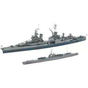 I58 후기형 IJN 잠수함 및 USS 인디애나폴리스 CA35 중순양함 (2개 키트) 1/700 타미야