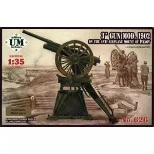 UMT 626-1/35 이바노프 모델 키트의 대공기기 거치대에 장착된 3인치 건 모드 1902