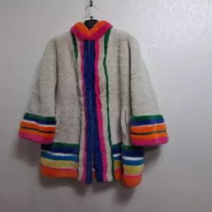 [정품] 미쏘니(MISSONI) 멀티 색동 밍크 콤비 양털 시어링 코트 (이탈리아산)6677