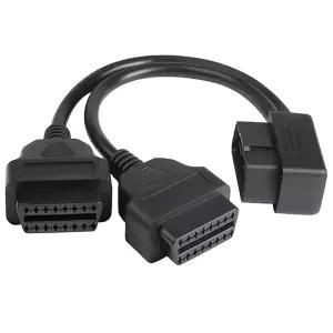 직각 OBD2 스플리터 Y 케이블 B20 OBDII 1 수컷 16핀 진단 도구 12인치와 호환되는 2 암컷 연장