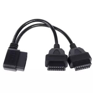 Freyoue 직각 OBD2 스플리터 Y 케이블 OBDII 1 수컷 2 암컷 연장 16 핀 포트 코드 어댑터 30cm/12인치