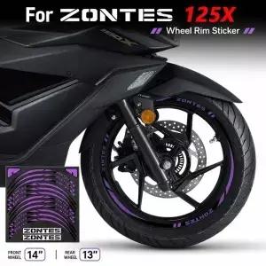 Zontes 125X 125 X용 전면 14인치 후면 13인치 휠 허브 림 스트라이프 테이프 스티커 오토바이 액세서리