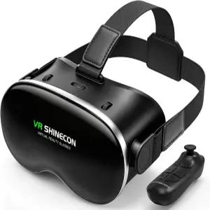 CoCerKet VR 헤드셋 블루투스 컨트롤러 HD 비구면 렌즈 조절 가능한 초점 및 IPD 4.7~7인치 스마트폰에
