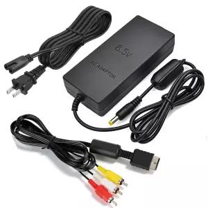PS2용 전원 코드 및 오디오 비디오 RCA AV 케이블 교체용 공급 장치 호환되는 SCPH-70000 게이밍 콘솔
