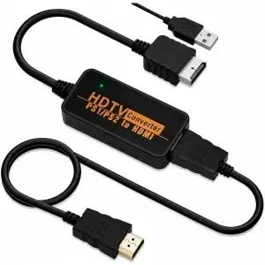 Hisewen PS2 to HDMI 어댑터 4 3/16 9 HD 컨버터 USB 전원 플러그 앤 플레이 드라이버 설치 불필요
