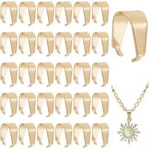 PH PandaHall 50pcs 201 스테인리스 스틸 스냅 온 베일 골드 핀치 클립 18K 도금 펜던트 커넥터 참