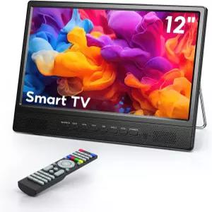 Desobry 12인치 소형 스마트 TV LCD 주방용 WiFi 내장 180 조절 스탠드/ATSC 튜너/HDMI/USB/AV 침실 캠핑