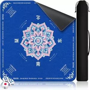 테이블용 그린D 마작 매트 31.5 x31.5 규칙서 포함 논슬립 소음 저감 게임 커버 및 주사위와 포커 보드