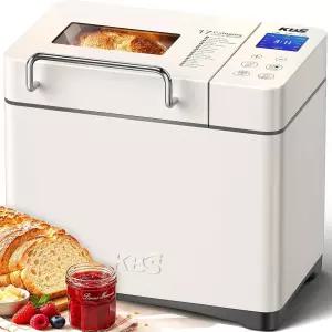 KBS 2.2 LB 세라믹 팬 및 견과류 디스펜서 포함 빵 제조기 터치스크린 화이트 710W 자동 기계 사워도우 텐