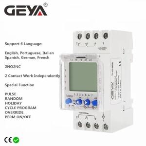 GEYA THC-822 대화형 프로그래밍 가능 타이머 2채널 전환 접점 디지털 스위치(배터리 포함) 16A 220V 110V