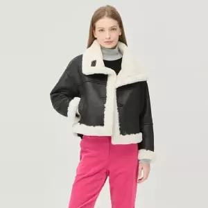 [Online Exclusive] 무스탕 가죽 점퍼_BAJPE1561BK