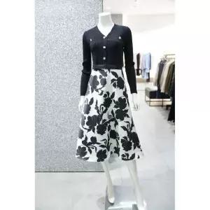 [지고트] 프린트 니트 배색 A라인 원피스 (JS3B0OP501) 2841578