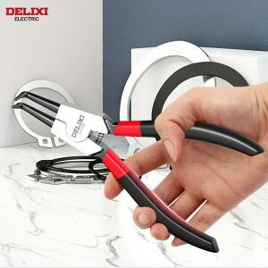 DELIXI ELECTRIC 5인치 서클립 플라이어 세트 내부 및 스냅 링 기계 수리용 스프링이 있는 고탄소강