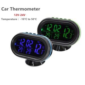 휴대용 디지털 자동차 온도계, 12V-24V, 배터리 전압 테스터, 이중 온도 디스플레이 동결 경고