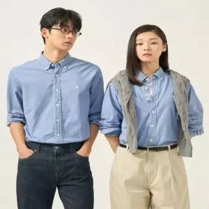 [Essential] 남녀공용 샴브레이 데님 셔츠 스카이 블루