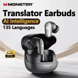 새로운 Monster MQT52 AI 번역 헤드폰 무선 Bluetooth 5.4 낮은 대기 시간 실시간 언어 이어 버드