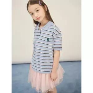 빈폴 키즈 반소매티셔츠 데일리티셔츠 여아 스트라이프 반소매 피케티셔