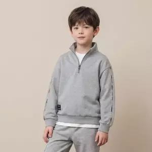닥스키즈 DAKS KIDS 체크 테이핑 기모 반집업 맨투맨 멜란지그레이 DVTS6D705M MG