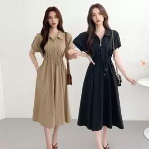 친절한탄씨 원피스 카라 셔츠 레이스업원피스 하객룩 하객원피스 허리끈 하객패션 원피스