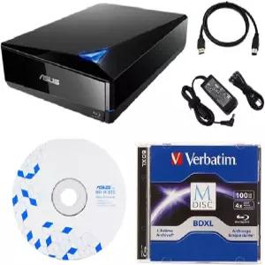 BD Suite USB 3.0 케이블 전원 어댑터 및 코드(BW-16D1X-U) 번들과 100GB 버바팀 M-DISC BDXL이 포함된