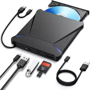 하이웨이 5 in 1 외장 블루레이 드라이브 100G R/W 지원 USB3.0 타입-C 블러레이 BD DVD 버너 포트 2개